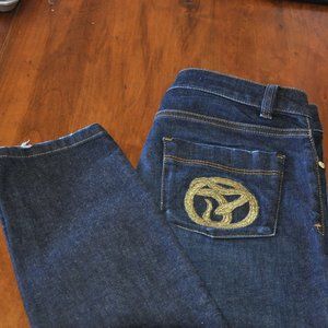 Just Chic Cavalli Jeggings Jeans Dark Blue Gold Hardware & Logo on Pocket 29